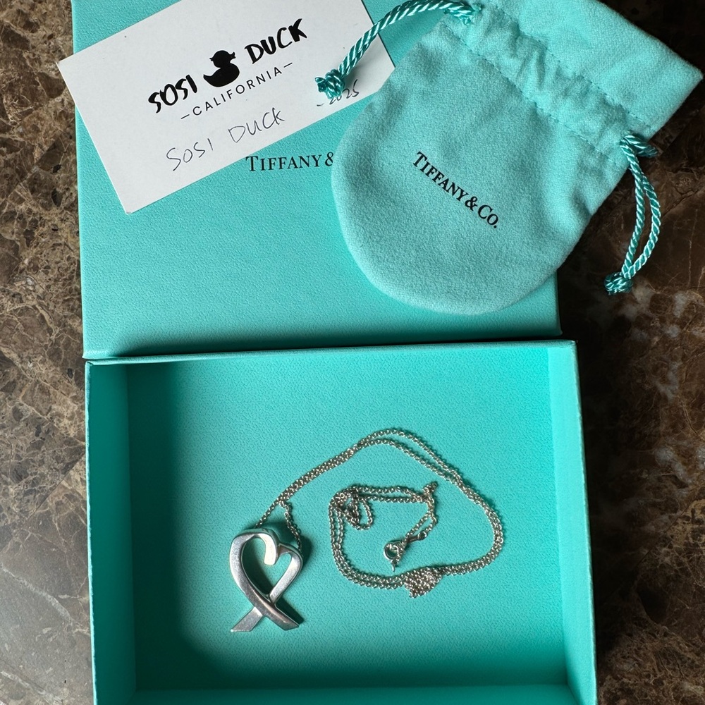 Tiffany & Co. Silver Paloma Picasso Loving Heart Pendant Necklace -LARGE